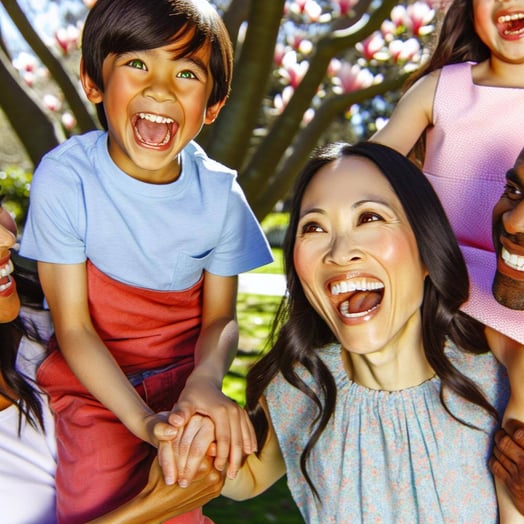 kids happy with their parents