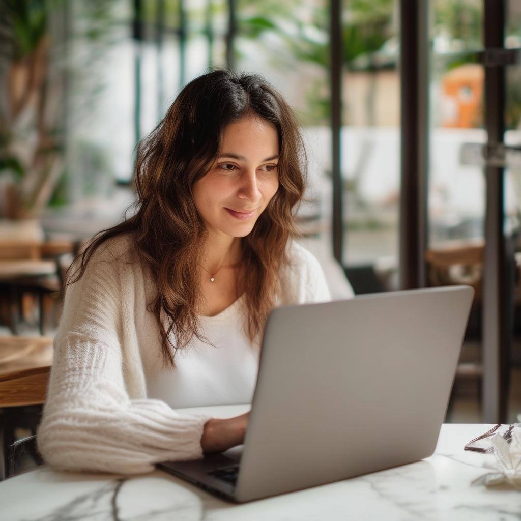 reunion mujer online en laptop